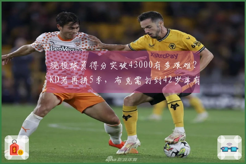 现役球员得分突破43000有多艰难？KD若再拼5季，布克需打到42岁才有希望。